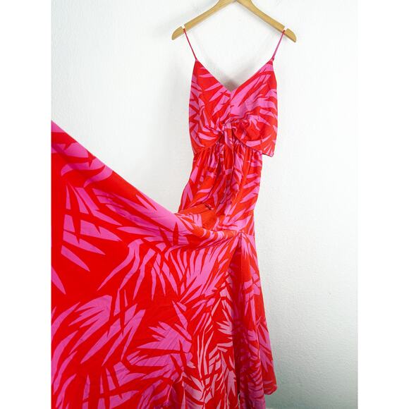 Vici Pink Red Tropical Print Maxi Dress Small Sleeveless Beach Vacation - Picture 11 of 14